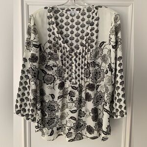 Black & Cream Floral Print Top